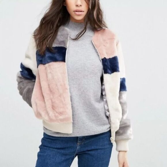ASOS Curve Jacket in Patched Faux Fur Size 24 - Picture 13 of 13